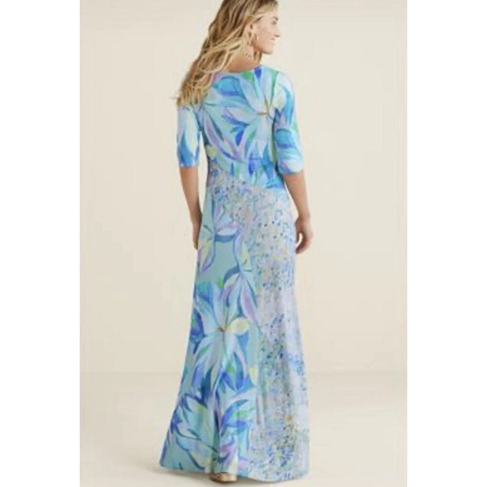 SOFT SURROUNDINGS Stella Painterly Blue Floral Maxi Dress Sz 1X 18W/20W NWT - Picture 2 of 10